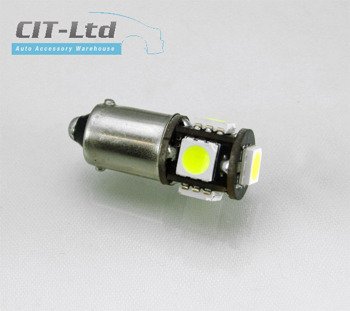 Car LED Light Bulb H6W 434 BAX9S Short 5x SMD-5050 CanBus WHITE