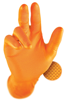 Grippaz 246 Disposable Nitrile Gloves size S Powder-Free ORANGE