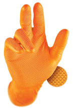 Grippaz 246 Disposable Nitrile Gloves size M 8 Powder-Free ORANGE