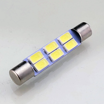 C5W Car LED Bulb 6x SMD-5630 Flat Slim 36mm SV7-8 7mm WHITE 2pcs