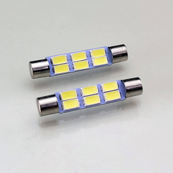 C5W Car LED Bulb 6x SMD-5630 Flat Slim 36mm SV7-8 7mm WHITE 2pcs