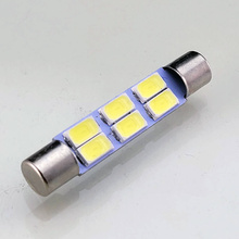 C5W Car LED Bulb 6x SMD-5630 Flat Slim 36mm SV7-8 7mm WHITE 2pcs