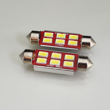 HQ Automotive 2x Car LED Bulb 12V 6x SMD-5630 C10W 42mm CanBus WHITE 