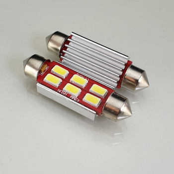 HQ Automotive 2x Car LED Bulb 12V 6x SMD-5630 C10W 42mm CanBus WHITE 